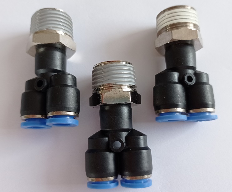 Y- Anschluss Pneumatisch 2 x Ø 8 mm, AG ½" PWT08-04 VPE: 10 St