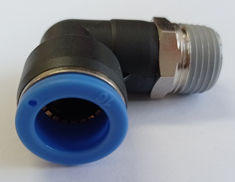 Winkelverbinder Ø 16mm AG ½"  Pneumatisch PL16-04 VPE: 5St